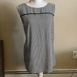 Ann Taylor Black and White Striped Sleeveless Top